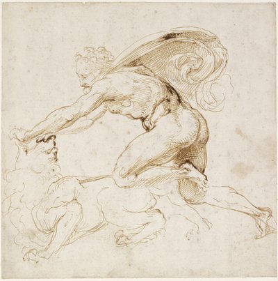 Hercules Overpowering the Nemean Lion by Raffaello Sanzio Raphael